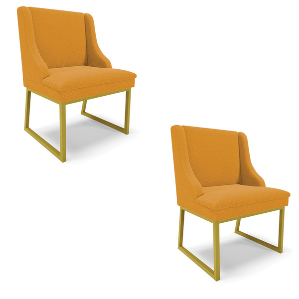 Cadeira Sala De Jantar Industrial Dourado Kit 2 Liz Bouclê D0