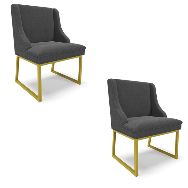 Cadeira Sala De Jantar Industrial Dourado Kit 2 Liz Bouclê Gr