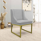 Cadeira Sala De Jantar Industrial Dourado Kit 2 Liz Linho D03