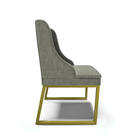 Cadeira Sala De Jantar Industrial Dourado Kit 2 Liz Linho Gra