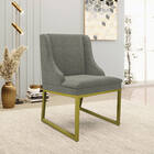 Cadeira Sala De Jantar Industrial Dourado Kit 2 Liz Linho Gra