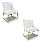Cadeira Sala De Jantar Industrial Dourado Kit 2 Liz Sint Pu B