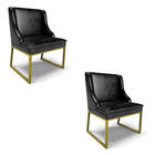 Cadeira Sala De Jantar Industrial Dourado Kit 2 Liz Sint Pu D