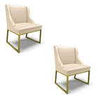 Cadeira Sala De Jantar Industrial Dourado Kit 2 Liz Sintético