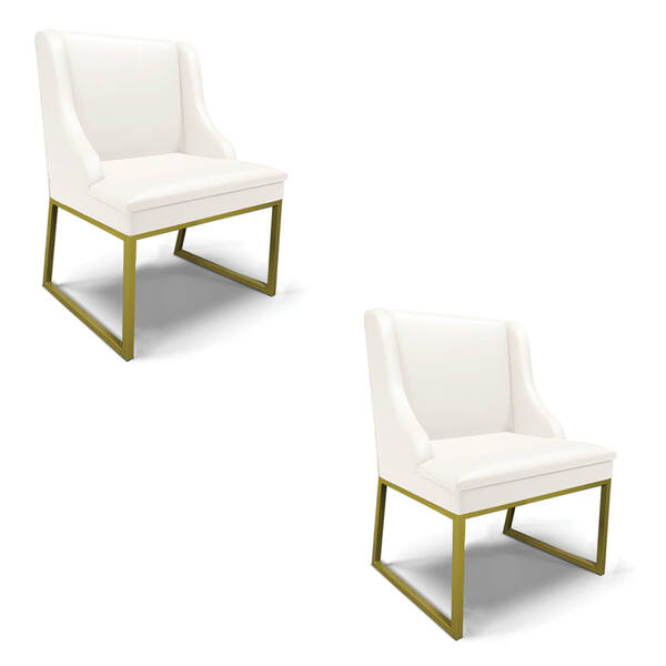 Cadeira Sala De Jantar Industrial Dourado Kit 2 Liz Sintético