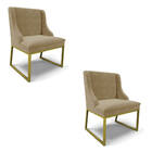 Cadeira Sala De Jantar Industrial Dourado Kit 2 Liz Suede D03