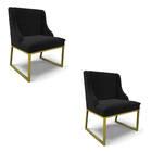 Cadeira Sala De Jantar Industrial Dourado Kit 2 Liz Suede Pre