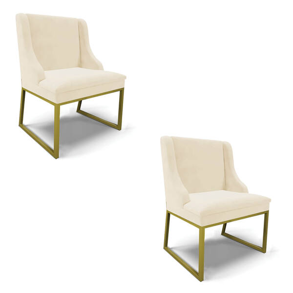 Cadeira Sala De Jantar Industrial Dourado Kit 2 Liz Veludo Be