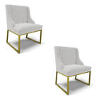 Cadeira Sala De Jantar Industrial Dourado Kit 2 Liz Veludo D0