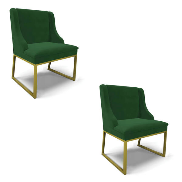 Cadeira Sala De Jantar Industrial Dourado Kit 2 Liz Veludo D0