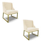 Cadeira Sala De Jantar Industrial Dourado Kit 2 Liz Veludo D0