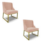Cadeira Sala De Jantar Industrial Dourado Kit 2 Liz Veludo Ro