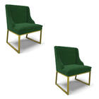 Cadeira Sala De Jantar Industrial Dourado Kit 2 Liz Veludo Ve