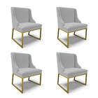 Cadeira Sala De Jantar Industrial Dourado Kit 4 Liz Linho Cin