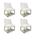 Cadeira Sala De Jantar Industrial Dourado Kit 4 Liz Sint Pu B