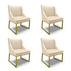 Cadeira Sala De Jantar Industrial Dourado Kit 4 Liz Sintético