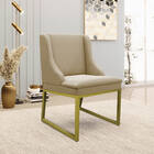 Cadeira Sala De Jantar Industrial Dourado Kit 4 Liz Suede D03