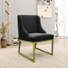 Cadeira Sala De Jantar Industrial Dourado Kit 4 Liz Suede Pre