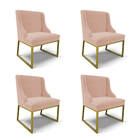Cadeira Sala De Jantar Industrial Dourado Kit 4 Liz Veludo D0