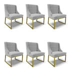 Cadeira Sala De Jantar Industrial Dourado Kit 6 Liz Suede Cin