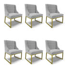 Cadeira Sala De Jantar Industrial Dourado Kit 6 Liz Suede D03