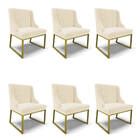 Cadeira Sala De Jantar Industrial Dourado Kit 6 Liz Veludo Be