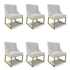 Cadeira Sala De Jantar Industrial Dourado Kit 6 Liz Veludo Ci