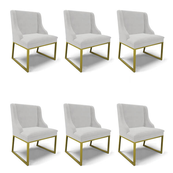 Cadeira Sala De Jantar Industrial Dourado Kit 6 Liz Veludo Ci