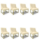 Cadeira Sala De Jantar Industrial Dourado Kit 8 Liz Linho Beg