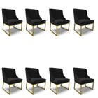 Cadeira Sala De Jantar Industrial Dourado Kit 8 Liz Suede D03