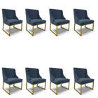 Cadeira Sala De Jantar Industrial Dourado Kit 8 Liz Suede D03