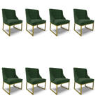 Cadeira Sala De Jantar Industrial Dourado Kit 8 Liz Suede D03