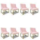 Cadeira Sala De Jantar Industrial Dourado Kit 8 Liz Suede D03