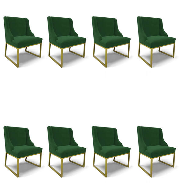 Cadeira Sala De Jantar Industrial Dourado Kit 8 Liz Veludo D0