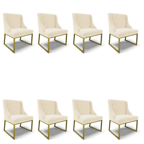 Cadeira Sala De Jantar Industrial Dourado Kit 8 Liz Veludo D0