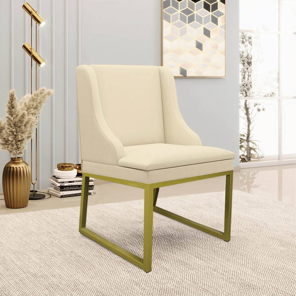 Cadeira Sala De Jantar Industrial Dourado Liz Linho D03 - D'r