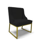 Cadeira Sala De Jantar Industrial Dourado Liz Linho Preto D03