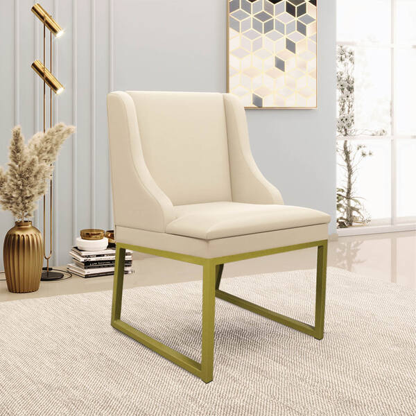 Cadeira Sala De Jantar Industrial Dourado Liz Sintético Bege