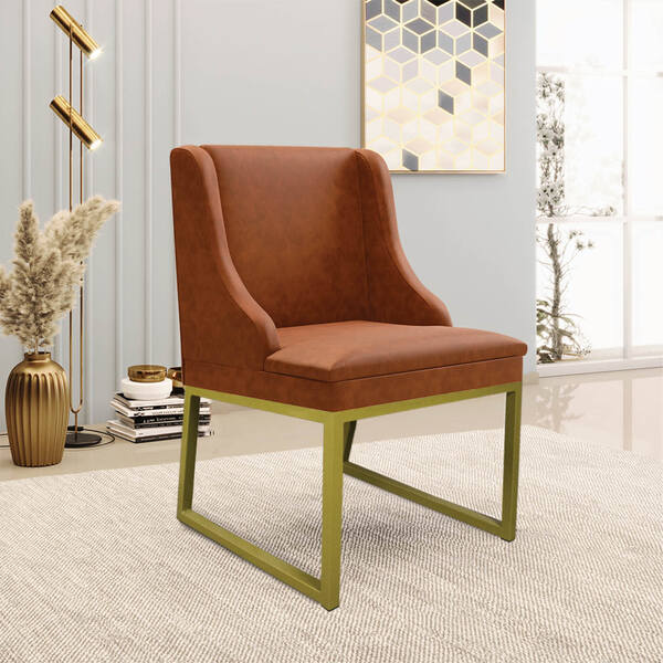 Cadeira Sala De Jantar Industrial Dourado Liz Sintético Pu No