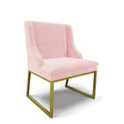 Cadeira Sala De Jantar Industrial Dourado Liz Suede Rosa Bebê