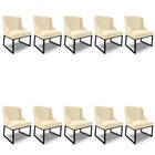 Cadeira Sala De Jantar Industrial Preto Kit 10 Liz Linho D03