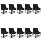 Cadeira Sala De Jantar Industrial Preto Kit 10 Liz Linho Pret