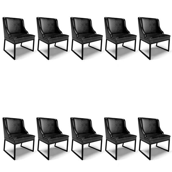 Cadeira Sala De Jantar Industrial Preto Kit 10 Liz Sint Pu Pr