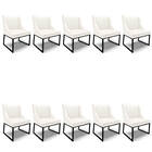 Cadeira Sala De Jantar Industrial Preto Kit 10 Liz Sintético