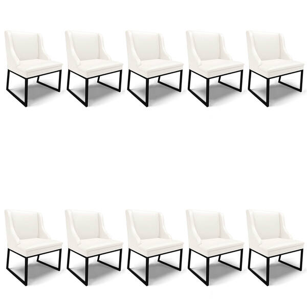 Cadeira Sala De Jantar Industrial Preto Kit 10 Liz Sintético