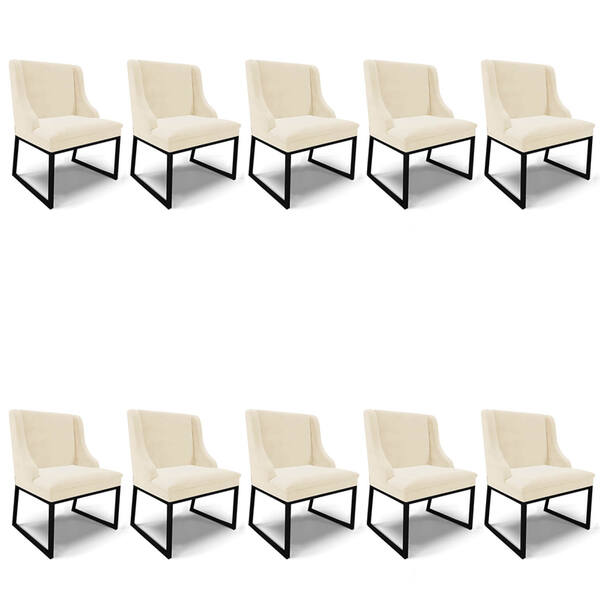 Cadeira Sala De Jantar Industrial Preto Kit 10 Liz Veludo Beg