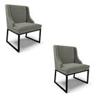 Cadeira Sala De Jantar Industrial Preto Kit 2 Liz Linho D03 -