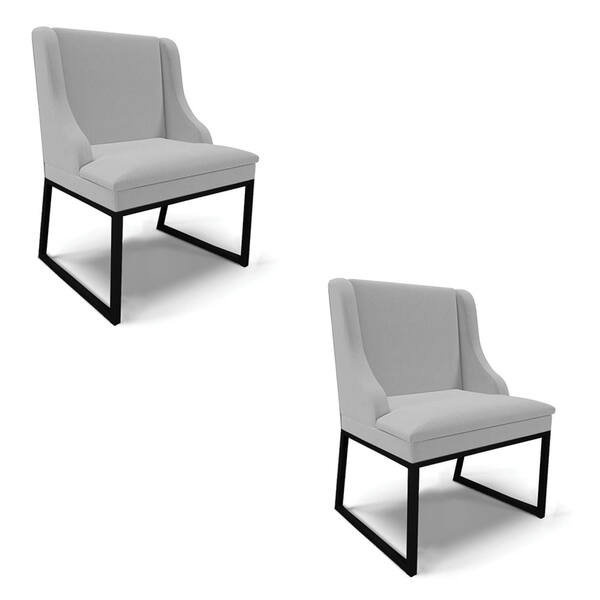 Cadeira Sala De Jantar Industrial Preto Kit 2 Liz Linho D03 -