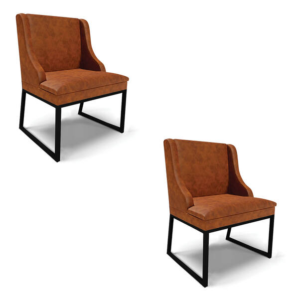 Cadeira Sala De Jantar Industrial Preto Kit 2 Liz Sint Pu D03