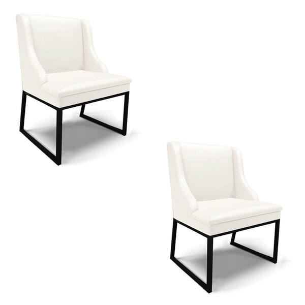 Cadeira Sala De Jantar Industrial Preto Kit 2 Liz Sintético B